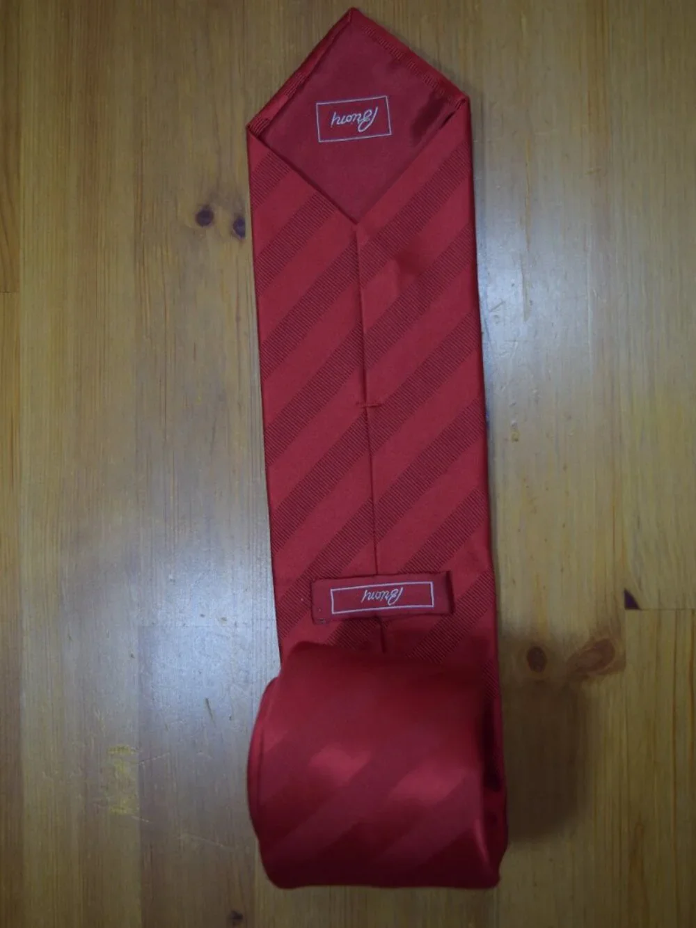 $525 BRIONI Red stripes Regimental handmade Satin silk Blend neck Tie Italy
